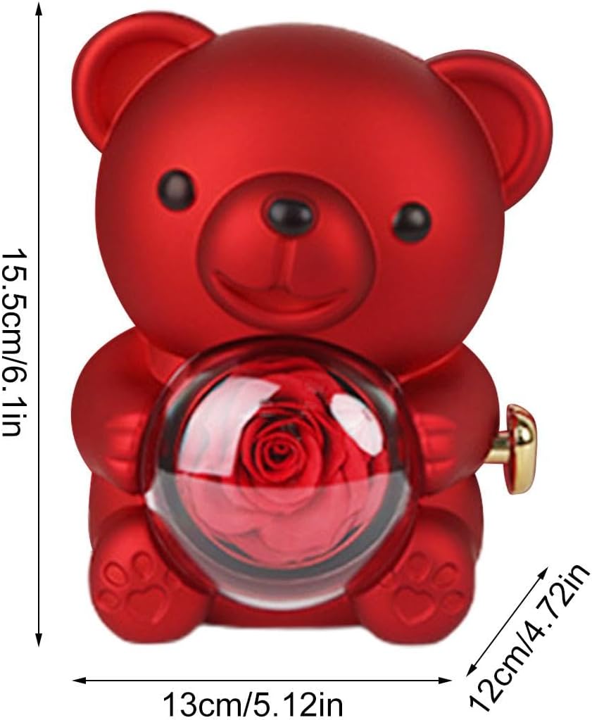 Rose Bear Box with Envelope Necklace