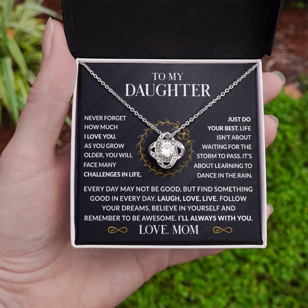 Message card(Mom to daughter 1) Love Knot Neclace