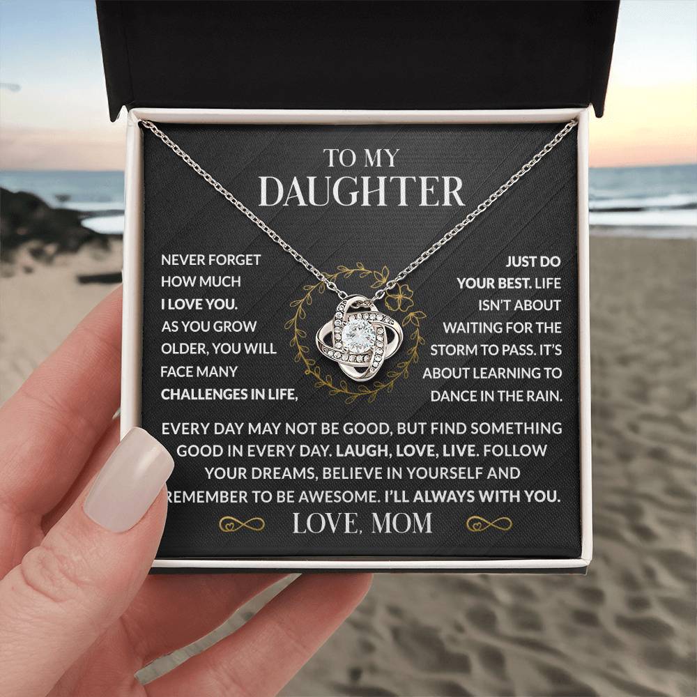 Message card(Mom to daughter 1) Love Knot Neclace