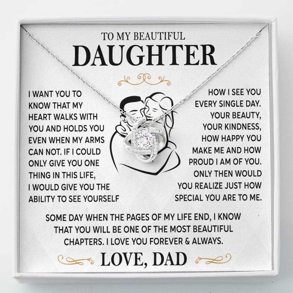 Message card(Dad to daughter 1) Love Knot Neclace