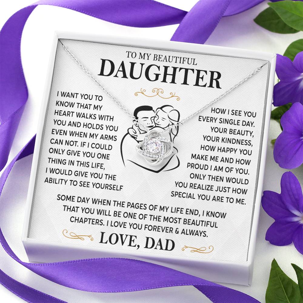 Message card(Dad to daughter 1) Love Knot Neclace