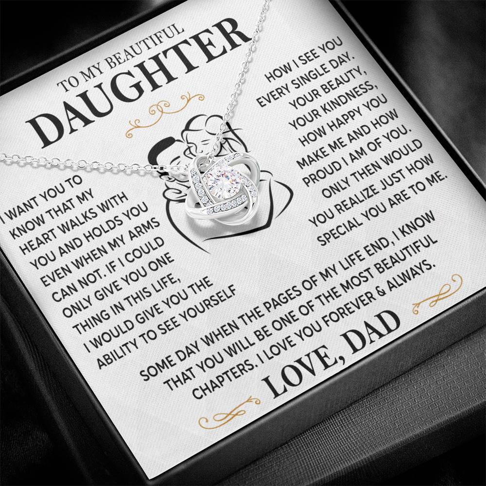 Message card(Dad to daughter 1) Love Knot Neclace