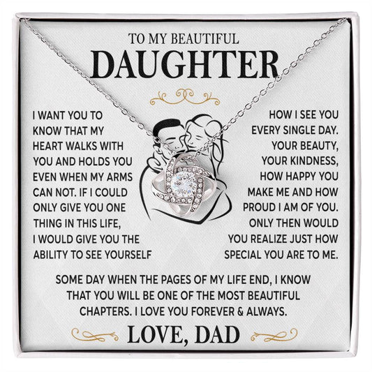 Message card(Dad to daughter 1) Love Knot Neclace