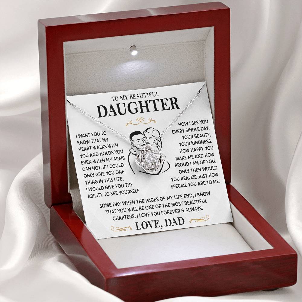 Message card(Dad to daughter 1) Love Knot Neclace