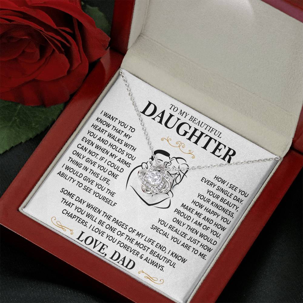 Message card(Dad to daughter 1) Love Knot Neclace