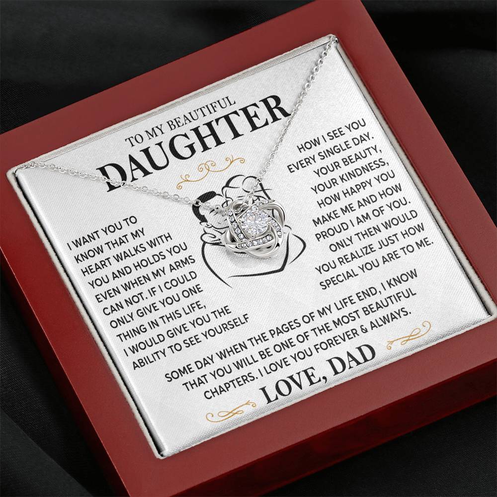 Message card(Dad to daughter 1) Love Knot Neclace