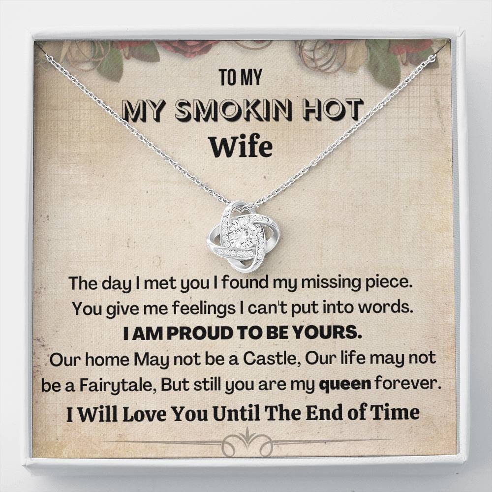 Gift For Wife | 14K gold plated Love Knot Necklace with heartwarming message card.